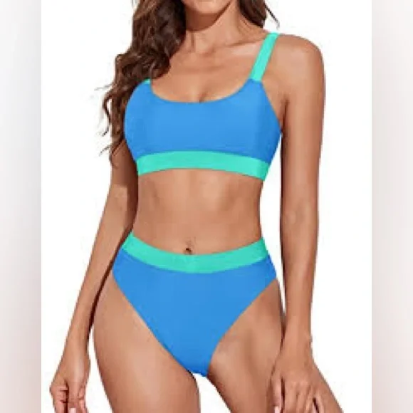 Tempt Me Women’s Blue and Green Bikini Set Sz L NWOT - Picture 1 of 7